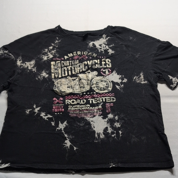Shein Black Graphic T-Shirt with Motorcycle Design Size Large - Picture 1 of 6